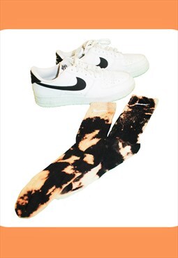 Reworked Tie Dye Nike 'Flame' Black Socks Size 8-10
