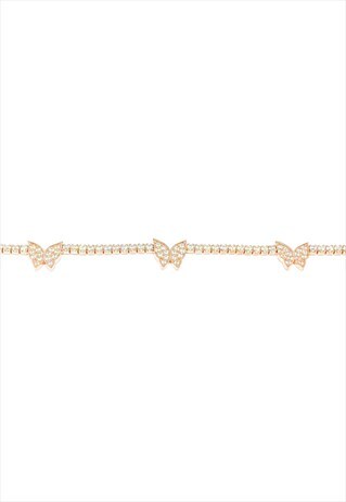 BUTTERFLY TENNIS BRACELET, 925 SILVER, ROSE GOLD