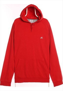 Vintage Adidas - Red and Grey Embroidered Hoodie - XLarge