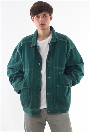VINTAGE GAP DENIM JEANS 90S GREEN WORKWEAR