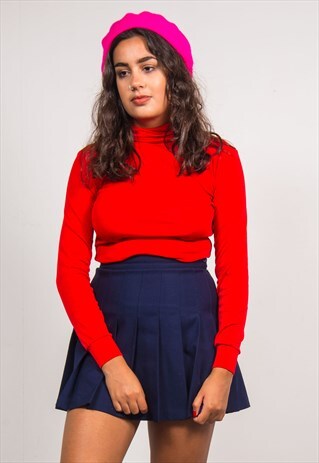 VINTAGE 70'S RED TURTLE NECK LONG SLEEVE TOP