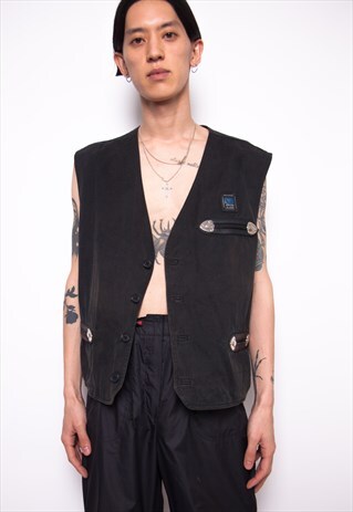 VINTAGE 90S Y2K GRUNGE CARGO JACKET GILET ID:A172