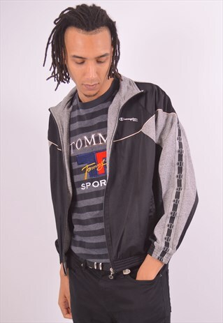 VINTAGE CHAMPION TRACKSUIT TOP JACKET BLACK