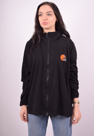 WOMENS VINTAGE NFL FLEECE JACKET XL BLACK 90'S