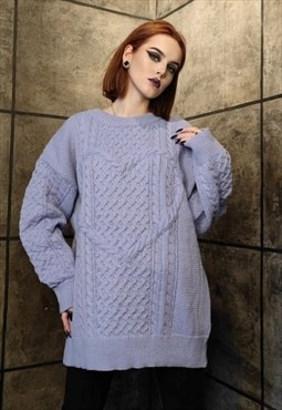 Heart sweater knitted luxury top cable love jumper purple