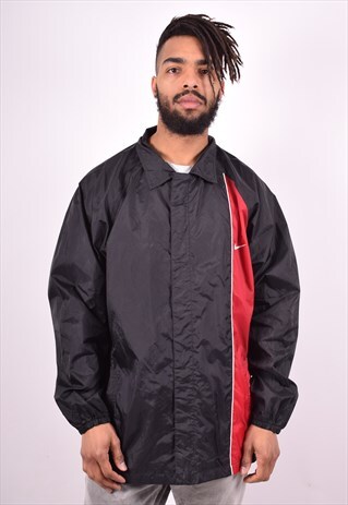NIKE MENS VINTAGE TRACKSUIT TOP JACKET LARGE BLACK 90'S