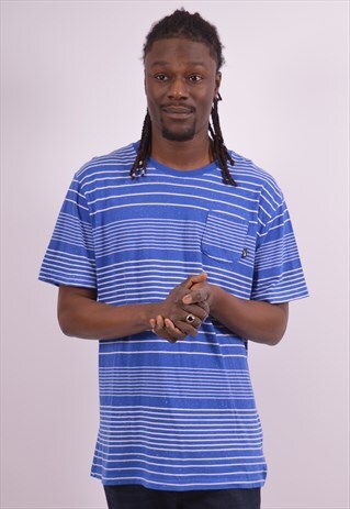 NIKE MENS VINTAGE T-SHIRT TOP XL BLUE STRIPES 90S
