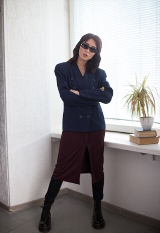 VINTAGE 80'S NAVY DOUBLE BREASTED WOOL BLAZER