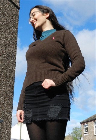 WOMEN'S V-NECK BROWN RALPH LAUREN JUMPER