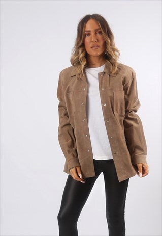 SUEDE FITTED SHIRT UK 14 (CF4Q)