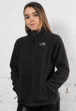 VINTAGE TNF THE NORTH FACE FLEECE IN BLACK W/ LOGO - MEDIUM