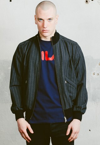 VINTAGE PINSTRIPE BOMBER JACKET