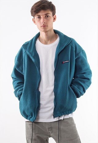 VINTAGE BERGHAUS JACKET FULL ZIP PILE 90S GREEN