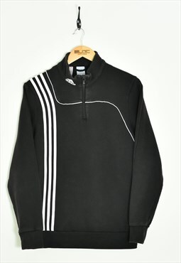 Vintage Adidas Quarter Zip Sweatshirt Black Medium