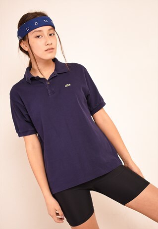 90'S LACOSTE SPORTS POLO T-SHIRT TEE TOP IN NAVY BLUE