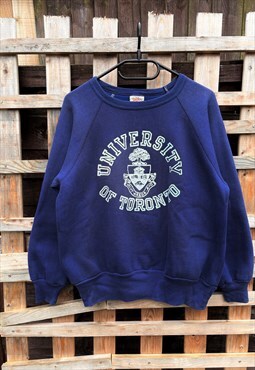 Vintage 1981 Toronto university navy blue sweatshirt XS 