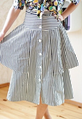 MAXI STRIPE PEPLUM SKIRT