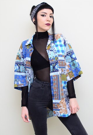 VINTAGE 90'S FUNKY CRAZY PATTERNED OVERSIZED SHIRT
