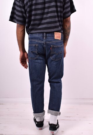 LEVI'S 514 MENS VINTAGE JEANS W34 L30 NAVY BLUE 90'S