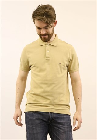TOMMY HILFIGER VINTAGE 1990S BEIGE POLO SHIRT
