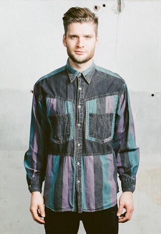 VINTAGE 90S STRIPED DENIM SHIRT