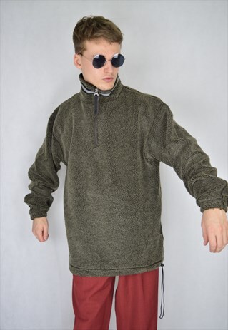VINTAGE DARK GREEN OVERSIZE RAVE FLEECE SWEATSHIRT