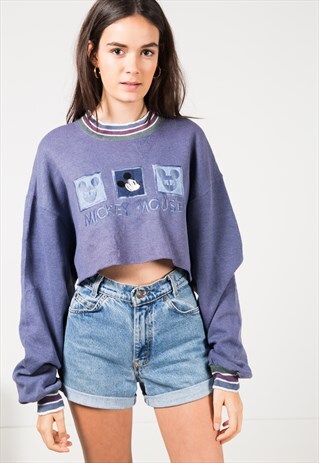 VINTAGE 80S DISNEY CROP SWEATSHIRT /AVELINAS REWORK/ S0315