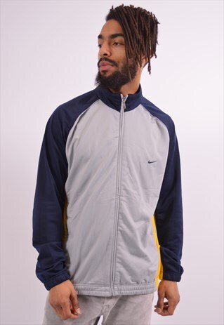 NIKE MENS VINTAGE TRACKSUIT TOP JACKET XL GREY 90S