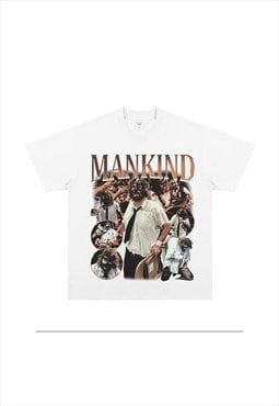 White Mankind Graphic Cotton fans T shirt tee