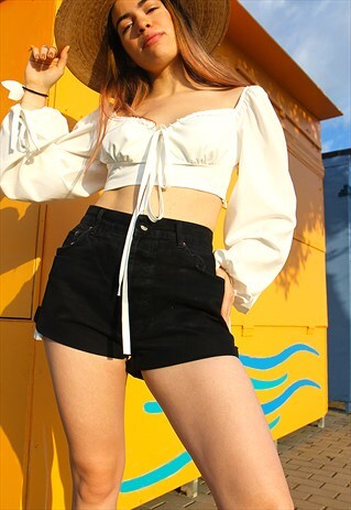 ORIGINAL LEVI'S BLACK DENIM MOM SHORTS 31" (79CM)