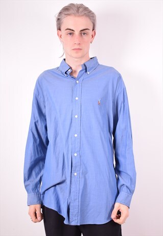 RALPH LAUREN MENS VINTAGE SHIRT XL BLUE 90S