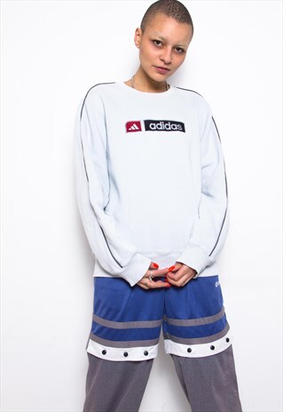 VINTAGE 90S ADIDAS LIGHT BLUE SWEATSHIRT ID:3395