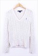Vintage Ralph Lauren Knitted Jumper White Cable Knit 90s