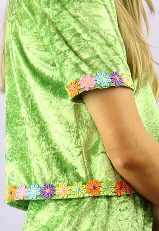 GREEN VELVET DAISY CHAIN CO-ORD