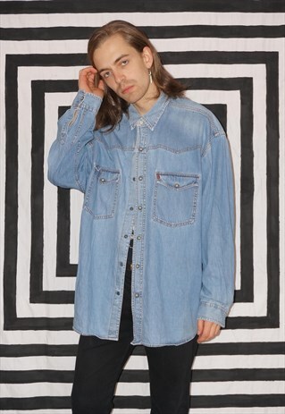 VINTAGE 80'S BLUE DENIM SHIRT