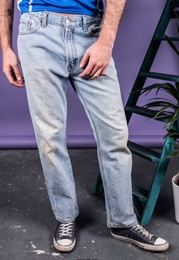 Vintage Levi's 505 Jeans in Blue Denim with Paint Marks