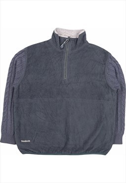 Vintage 90's Reebok Sweatshirt Spellout Quarter Zip Fleece