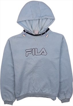 Fila 90's Spellout Pullover Heavyweight Hoodie Small Blue