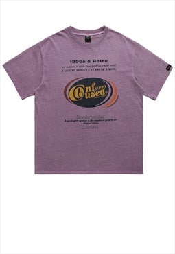 Retro t-shirt vintage poster print tee 90s raver top purple