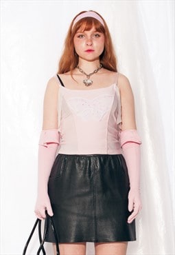 Vintage Corset Top Y2K Reworked Fairy Butterfly Vest in Pink