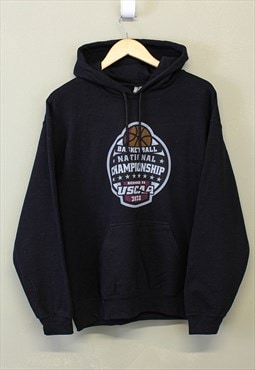 Vintage Basketball Hoodie Black With Sports Graphic 