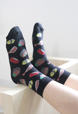 SUSHI PRINTED SOCKS - BLACK