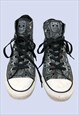BLACK CANDY SKULL PRINT HIGH TOP COTTON CANVAS TRAINERS
