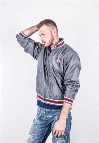 VINTAGE 1980S GREY BASEBALL JACKET