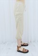 90S VINTAGE CREAM HIGH WAISTED CARGO TROUSERS CULOTTES