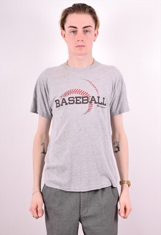 CHAMPION MENS VINTAGE T-SHIRT TOP MEDIUM GREY 90S