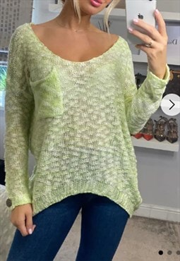 Lightweight Knitted Jumper In Bright Green