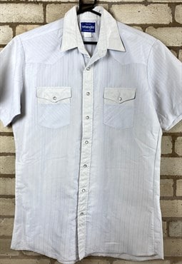 Wrangler White and cream pearl snap short shirt Mens L Tall