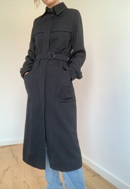 Vintage Long Black Perfect Winter Trench