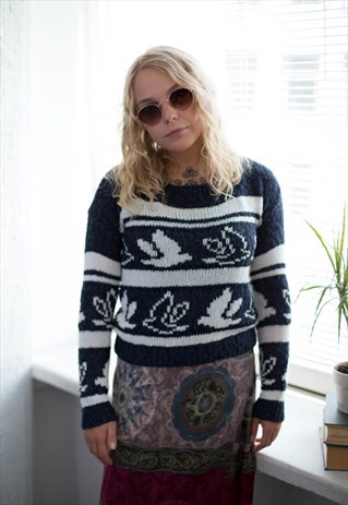VINTAGE 90'S BLUE/WHITE CROPPED JUMPER